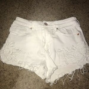White lace shorts
